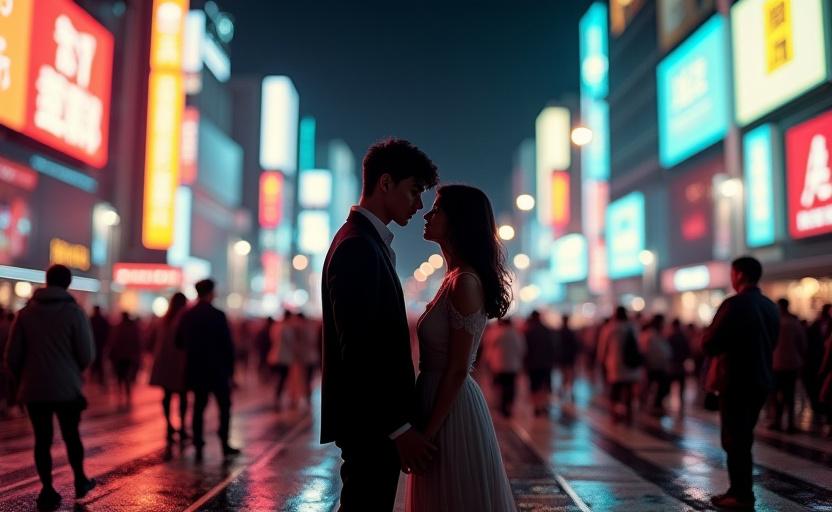 渋谷スクランブル交差点のネオン